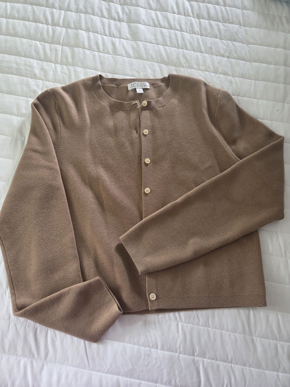 J. Crew Camel Brown Knit Shell and Button Cardigan Set - Picture 3 of 5